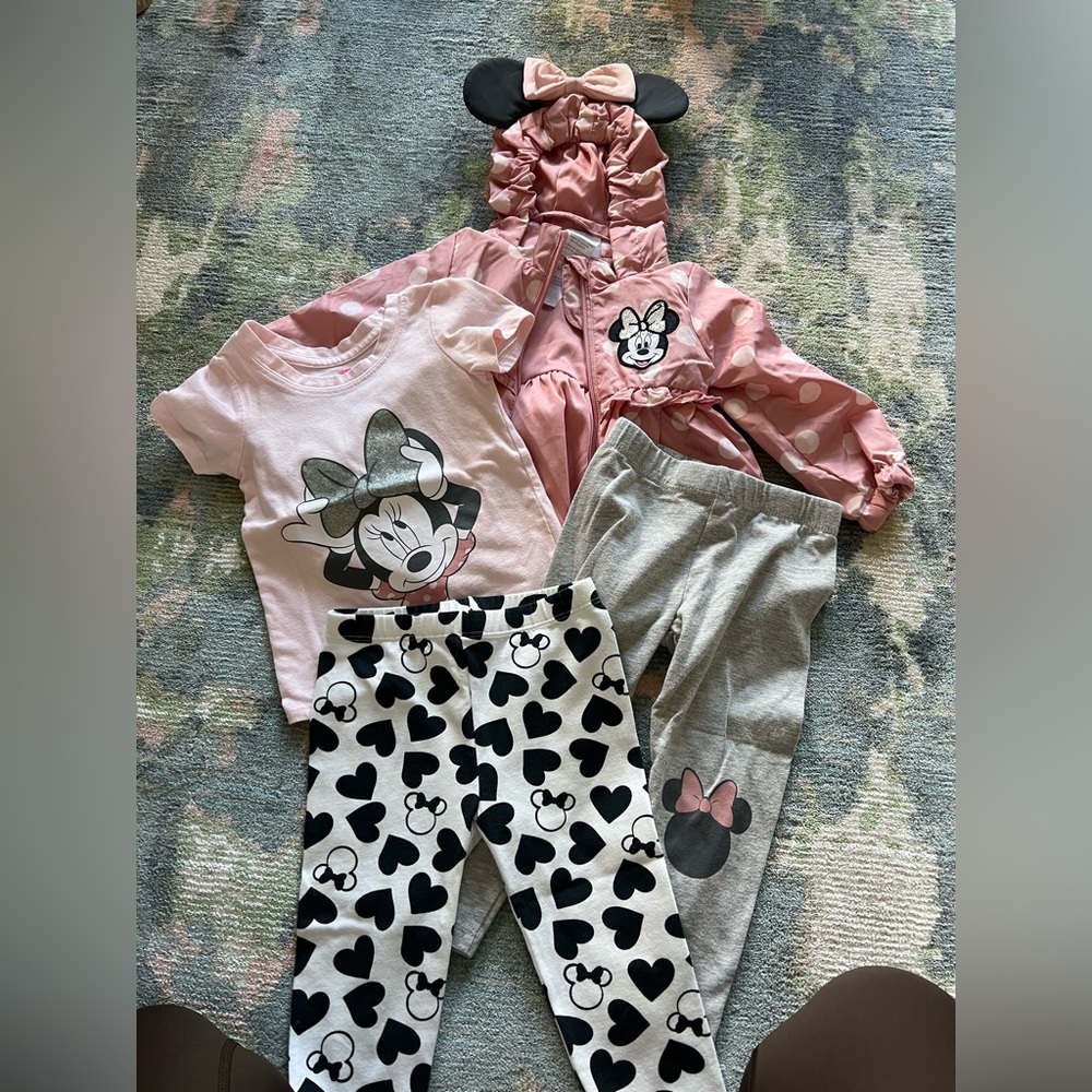 Minnie Mouse Kids Outfit Set - Pink and Gray